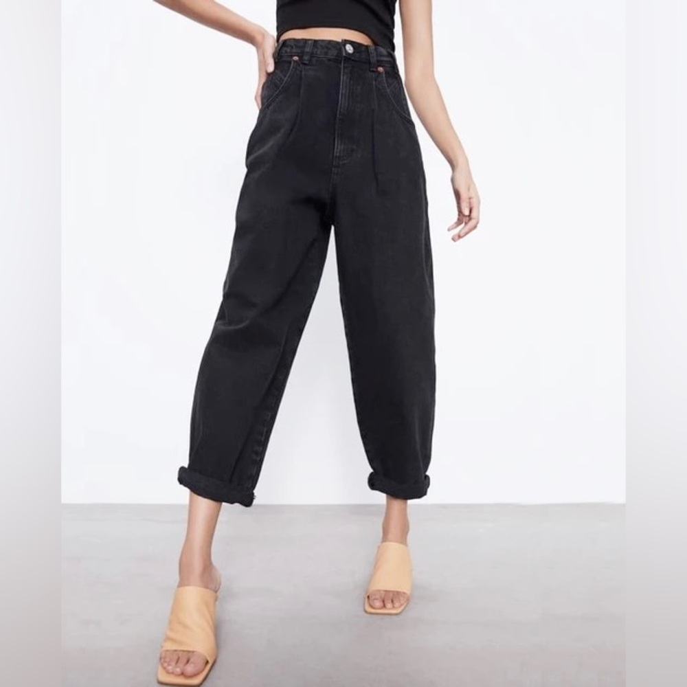 Black paperbag jeans pleated - Picture 3 of 9